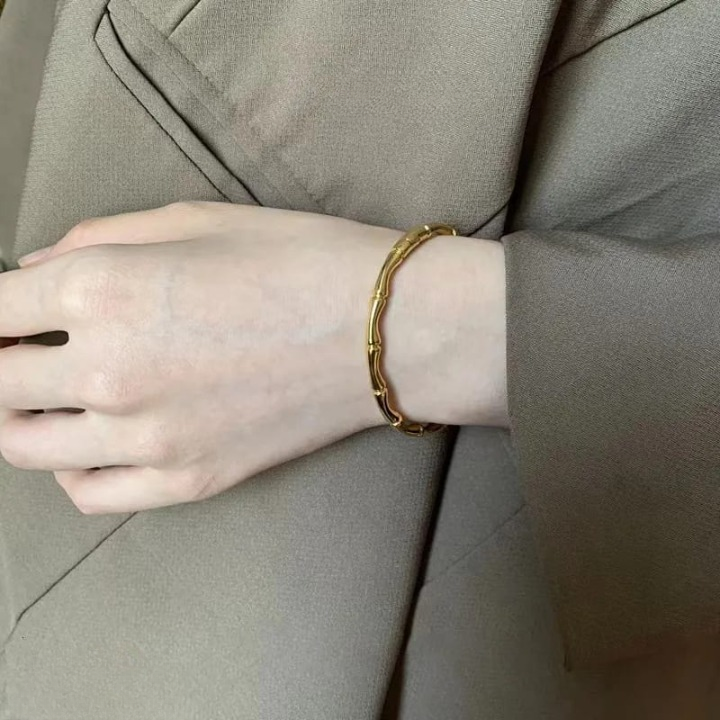 Bamboo Korean Bangle for Women – Trendy Stylish Bracelet, Fashion Jewelry Wrist Accessory for Daily Wear