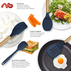 12-Piece Silicone Kitchen Utensil Set with Wooden Handles | Heat Resistant Cooking Tools Set for Home Kitchen