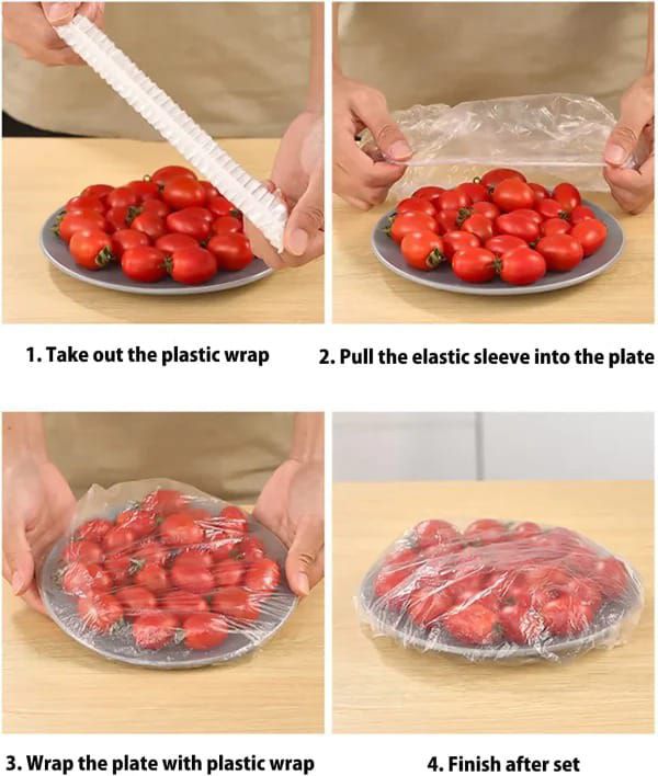 100Pcs Disposable Food Cover Bags Elastic Stretch Wrap for Bowls, Cups & Fruit | Kitchen Fresh Food Storage Covers