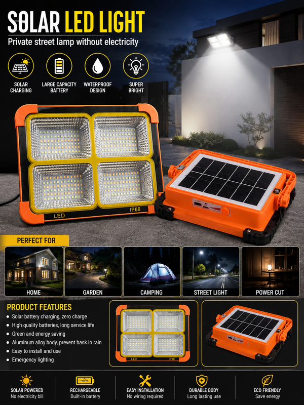 Solar LED Street Light Waterproof Outdoor Security Lamp | Portable Energy Saving Garden & Outdoor Light