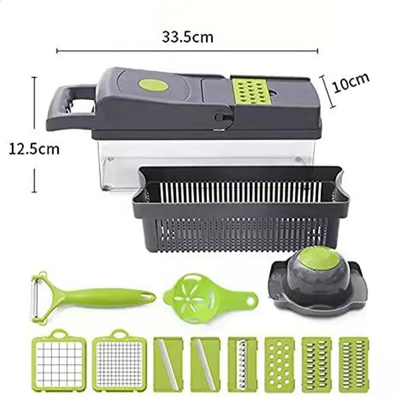 16-in-1 Multi-Functional Vegetable Chopper, Cutter, Dicer & Slicer with Storage Container