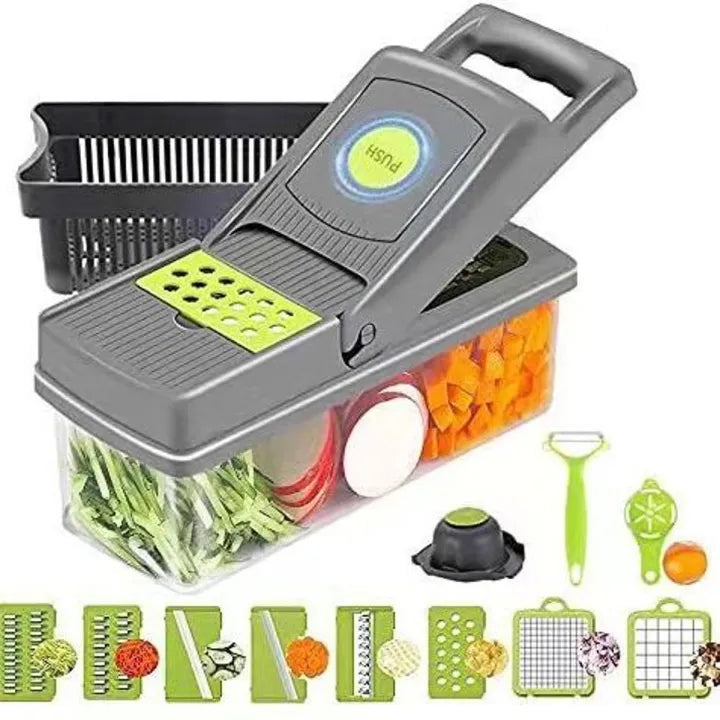 16-in-1 Multi-Functional Vegetable Chopper, Cutter, Dicer & Slicer with Storage Container