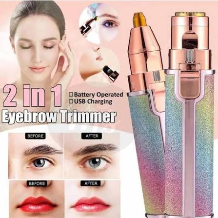 2-in-1 Rechargeable Eyebrow & Upper Lip Trimmer for Women | USB Electric Facial Hair Remover with Cleaning Brush