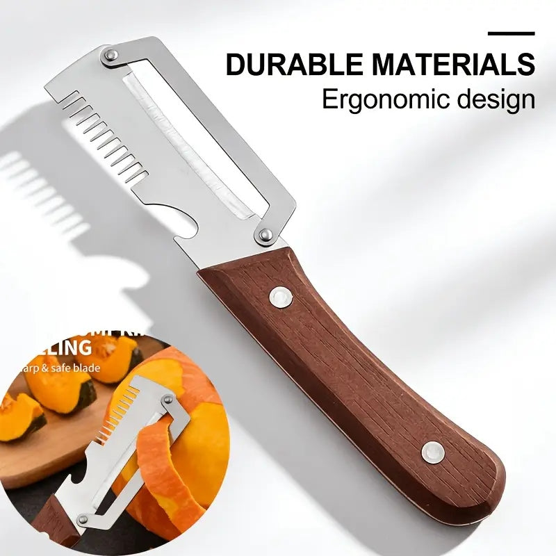 3 In 1 Stainless Steel Peeler & Knife | Multifunction Kitchen Tool for Vegetable Fruit Peeling & Food Preparation
