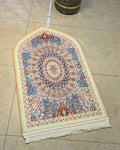 Golden Sunburst Persian Mandala Velvet Prayer Mat Janamaz – Premium Soft Islamic Namaz Rug 70x115 cm