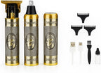 Professional 3-in-1 Men’s Grooming Kit – Premium Gold Metal Body Trimmer for Hair, Beard & Nose Grooming