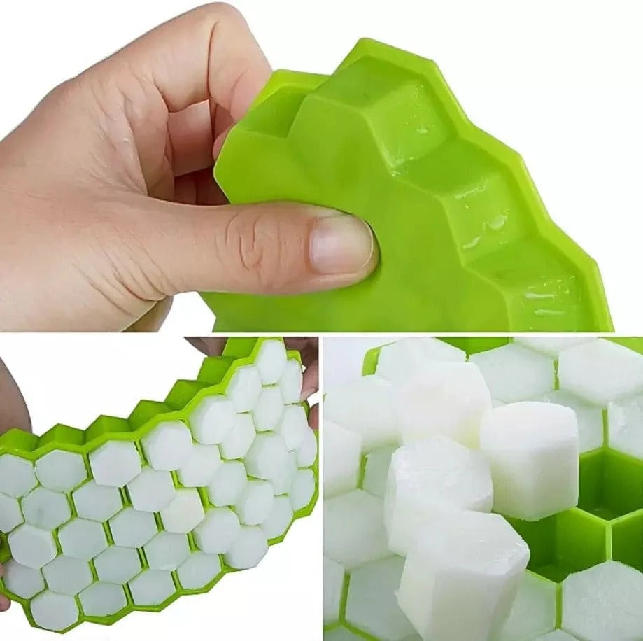Silicone Honeycomb Ice Cube Tray with Lid | Reusable Ice Maker Mold