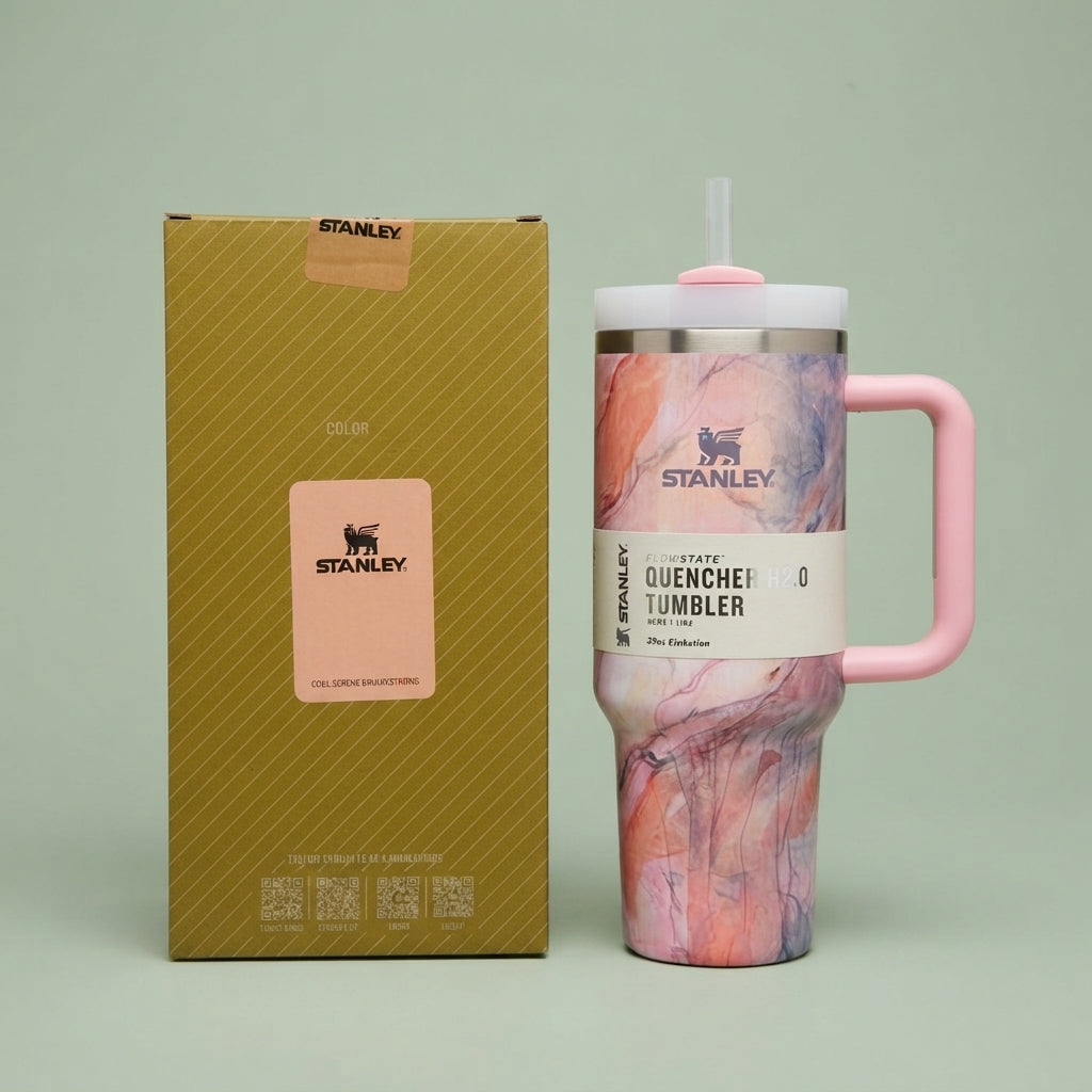 Stanley Quencher H2.0 FlowState Tumbler 1200ml Black Marble | Travel Water Cup