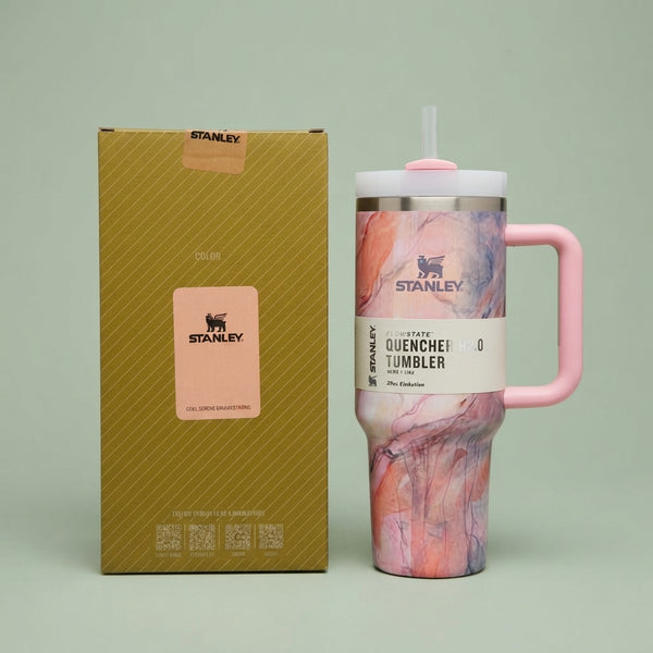 Stanley Quencher H2.0 FlowState Tumbler 1200ml Black Marble | Travel Water Cup