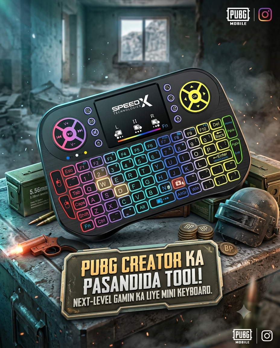 Mini Wireless PUBG Gaming Keyboard with Bluetooth Touchpad | 7-Color Backlit Rechargeable Keyboard